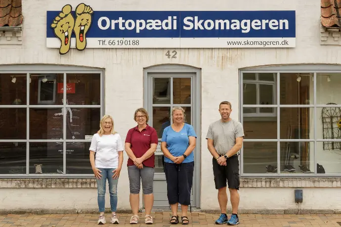 von links nach rechts: Lis Nielsen, Annette Bøje, Janne Skomager, Klaus Nielsen Ortopædi Skomageren Aps.